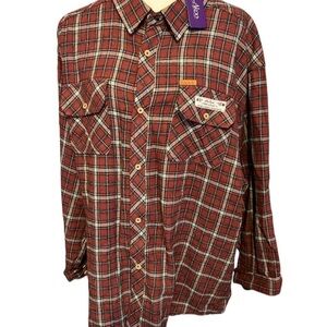 NWT AKOO Plaid Cotton Shirt Button XXL